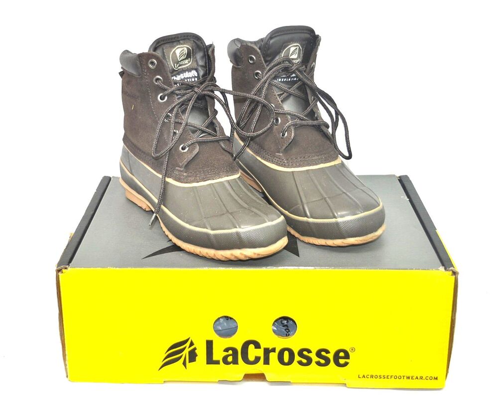 Mens LaCrosse Duck Boots 6 Eye Leather PAC 424410 Sz 8 Waterproof Leather LN